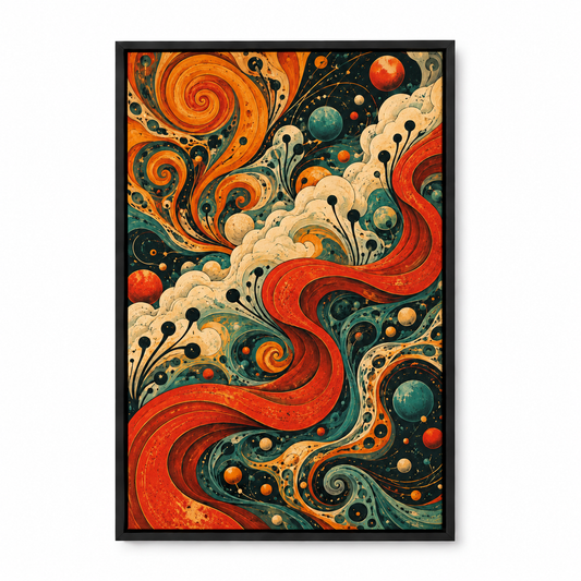 Psychedelic Organic Tendrils Abstract — Black Frame finish product view | AUSJOJO