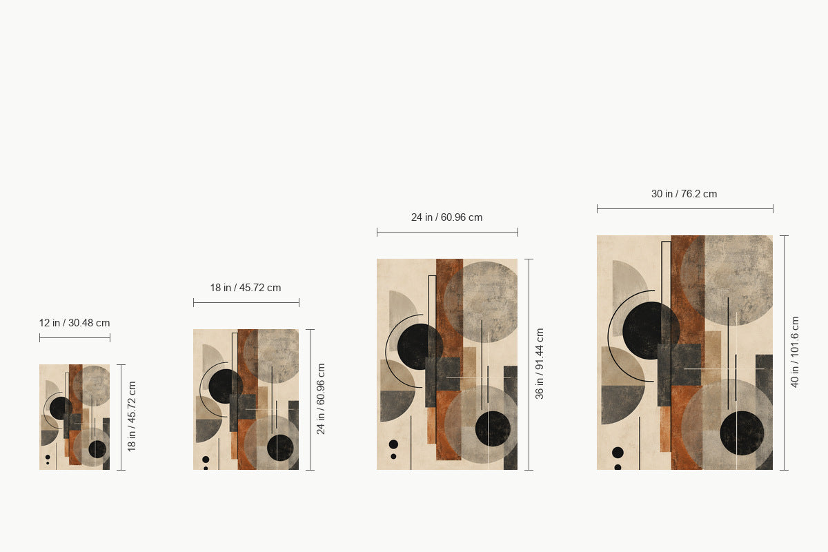 Neutral Circles Geometric Collage — size comparison guide | AUSJOJO