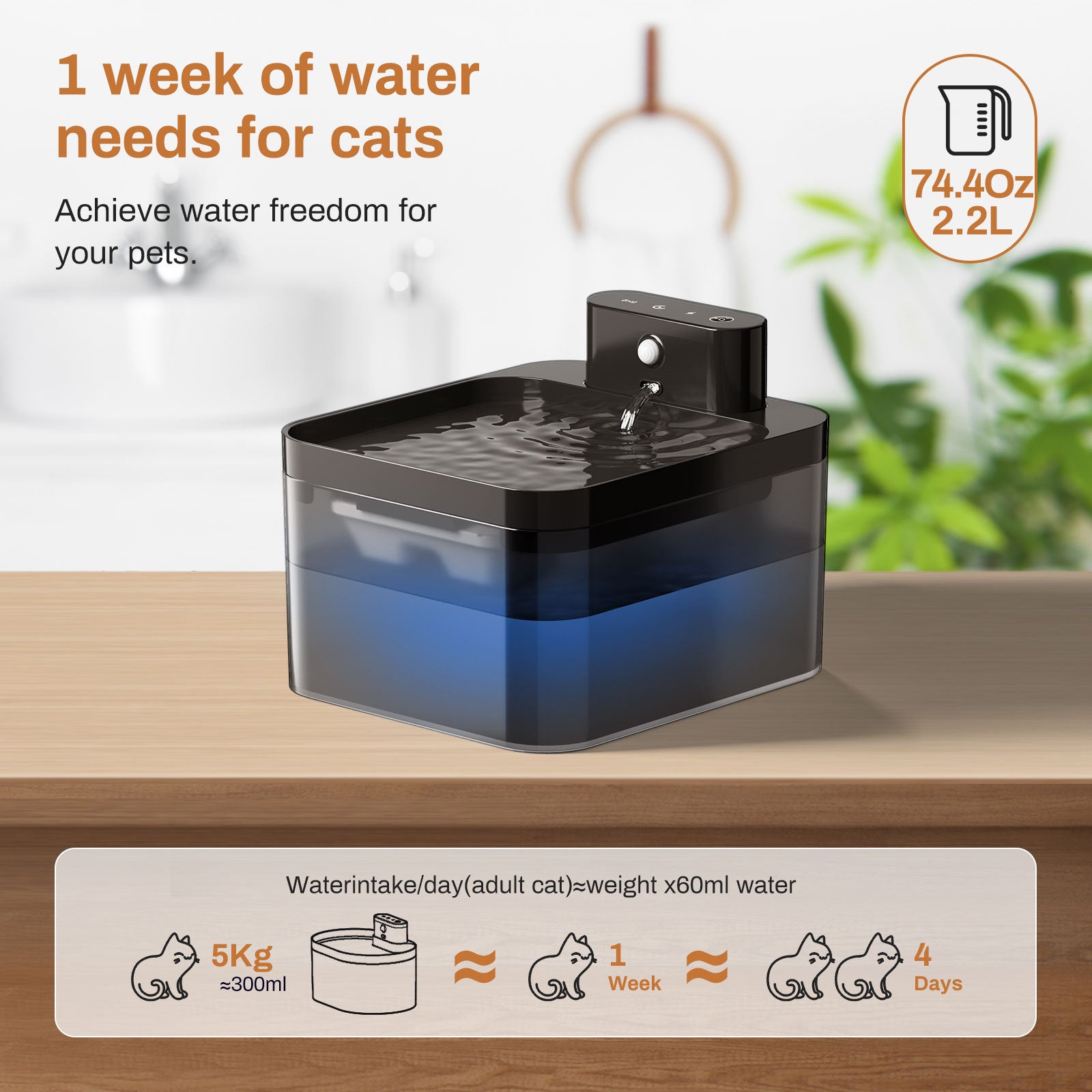 T-shaped dual filter set for 2.2L pet water fountain