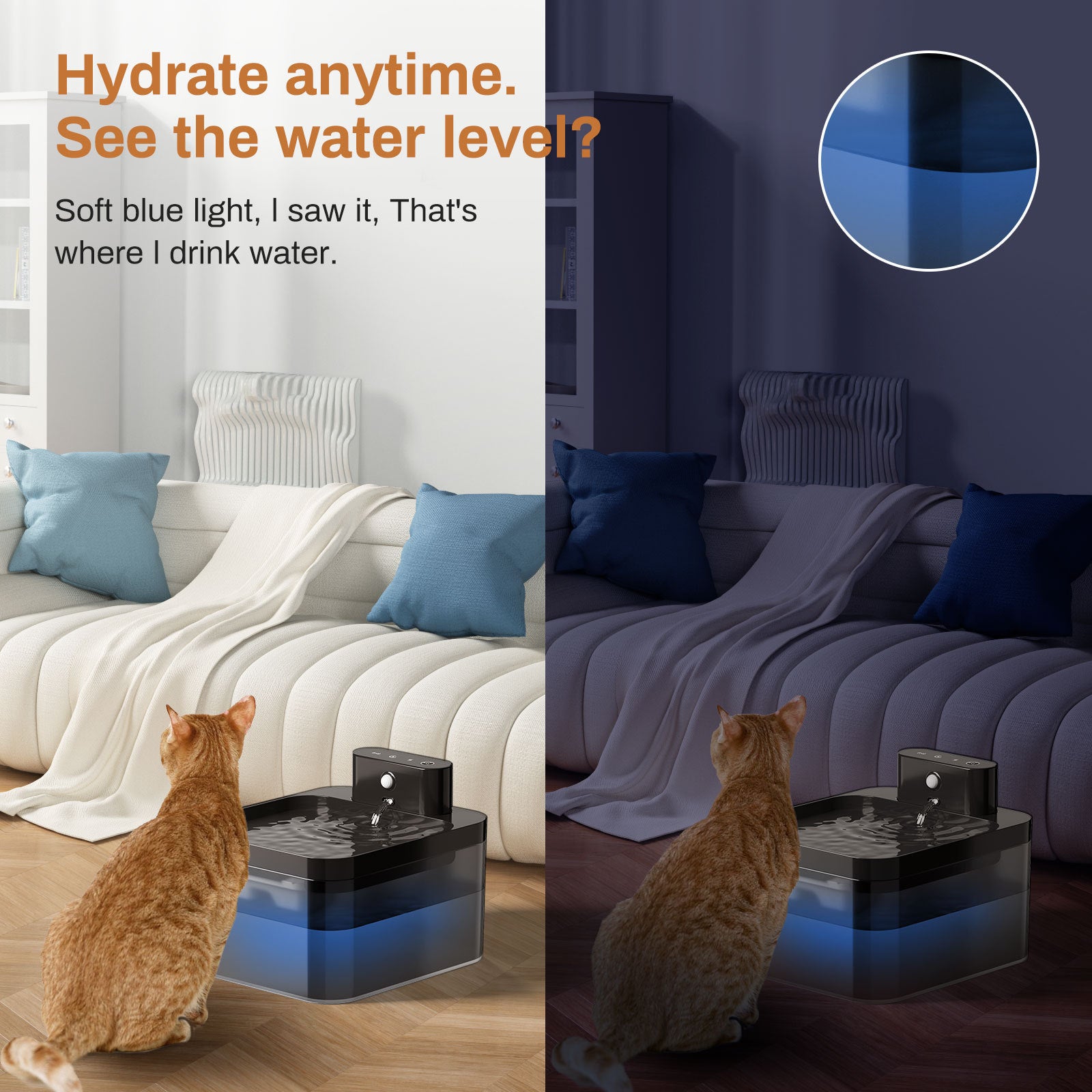 square and oval 2.2L pet water fountain models