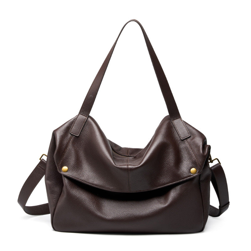 2025 Minimalist Black on the Shoulder Bag - Large Capacity Women's Leather Shoulder Bag for Work & Travel