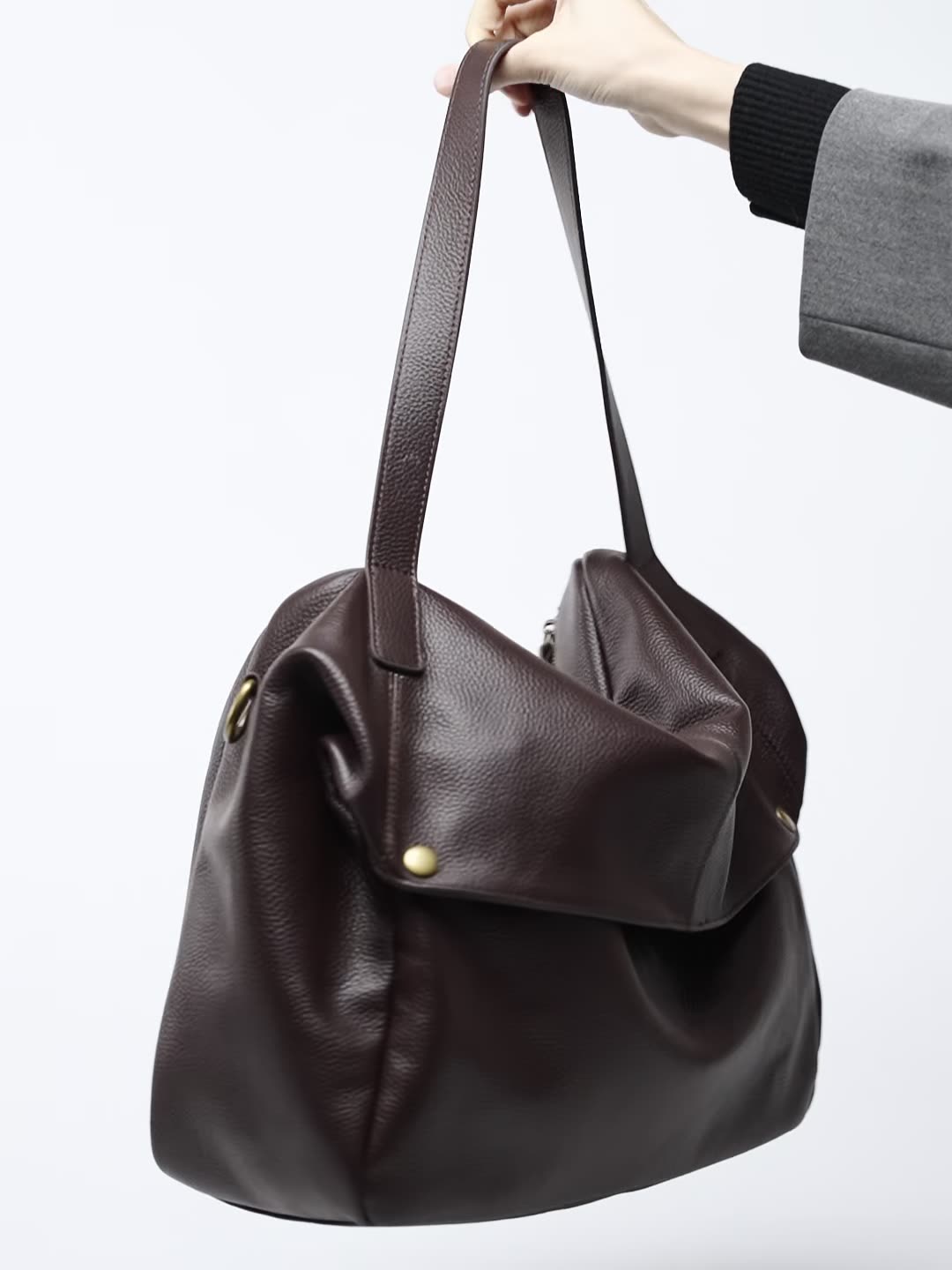 2025 Minimalist Black on the Shoulder Bag - Large Capacity Women's Leather Shoulder Bag for Work & Travel