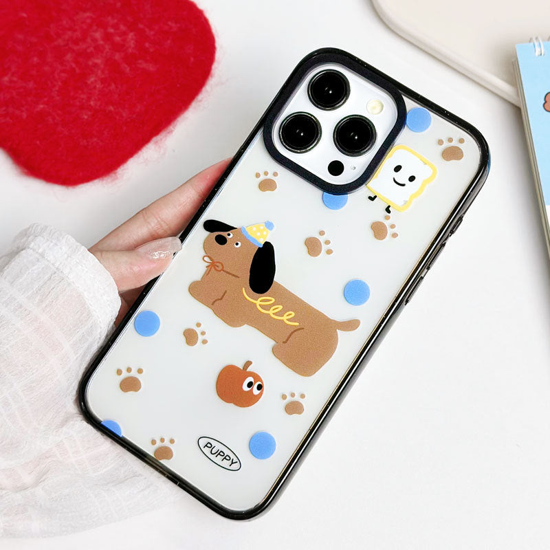 Acrylic Phone Case for iPhone 16 Pro (Brown Puppy Pattern)