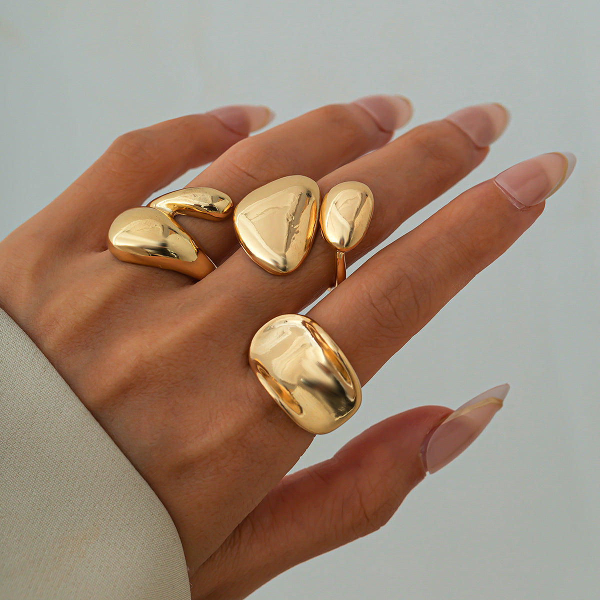 JOJOShop Asymmetric Teardrop Stackable Ring Set