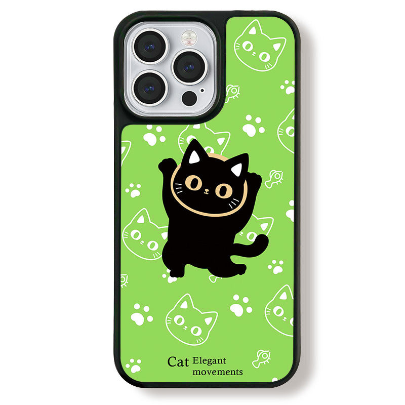Black Anime Cat iPhone 16 Case with Matte Magnetic Finish