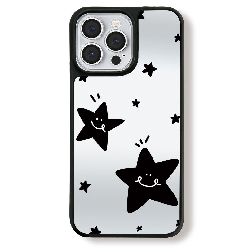Black Starry Mirror Magnetic Phone Case for iPhone 16