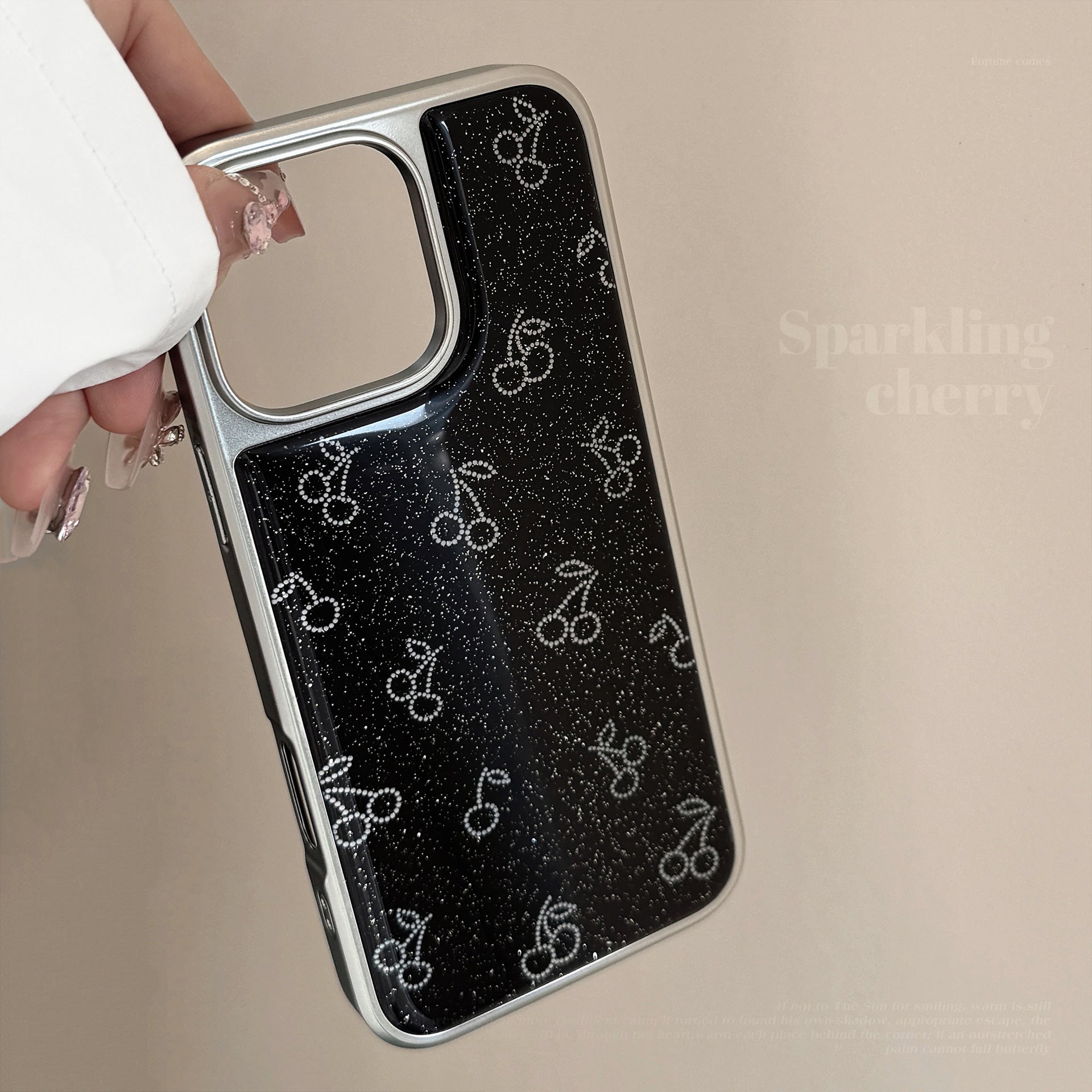 Black Cherry Glitter iPhone 14 Pro Max Case – Sparkly Stylish Protective Cover