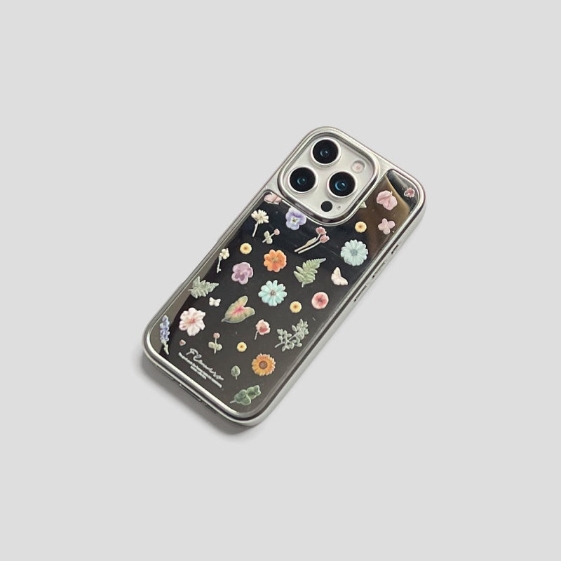 Botanical Mirror-Electroplated Mobile Phone Case for iPhone