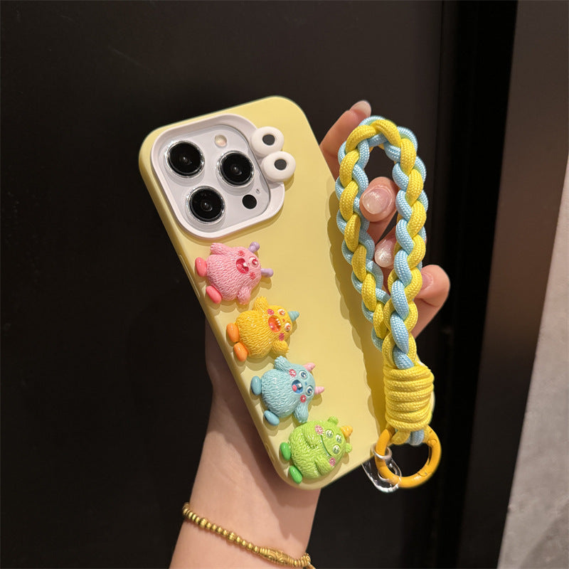 Cartoon Cute Silicone Phone Case with Lanyard for iPhone 14, 15, 16 Series