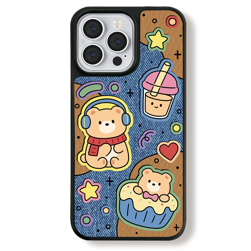 Cartoon Bear Magnetic Matte iPhone 16 Pro Case