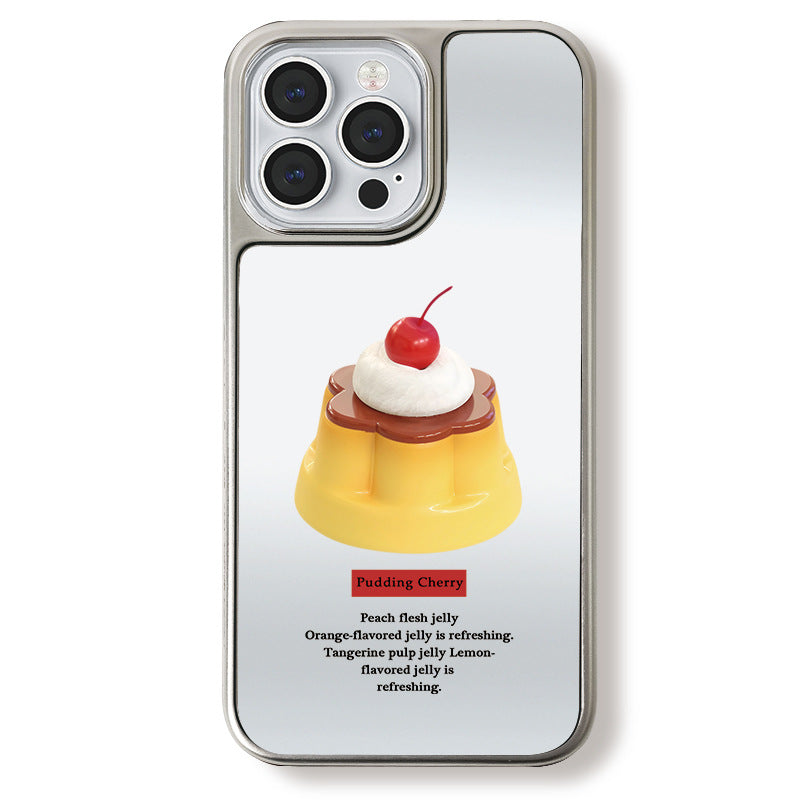 Cherry Cake Mirror Phone Case for iPhone 12-16 Series - Magnetic Electroplated Cover