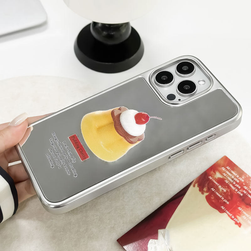 Cherry Cake Mirror iPhone 12–16 Case – Magnetic Electroplated Cute Cover