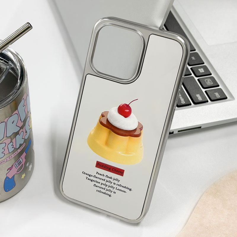Cherry Cake Mirror iPhone 12–16 Case – Magnetic Electroplated Cute Cover