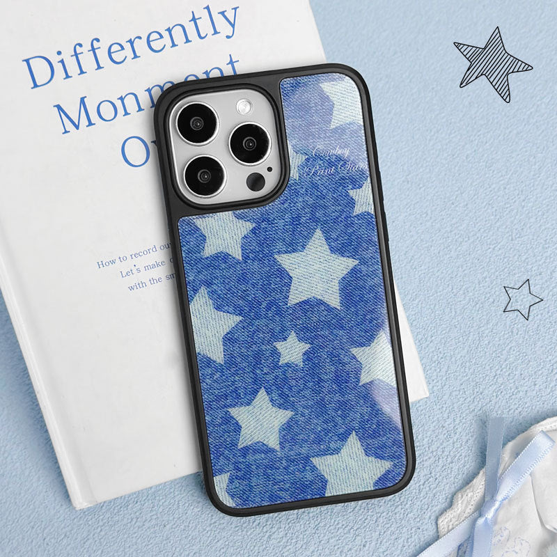 Denim Star & Carbon Fiber iPhone 16 Pro Case – MagSafe Compatible Rugged Magnetic Cover