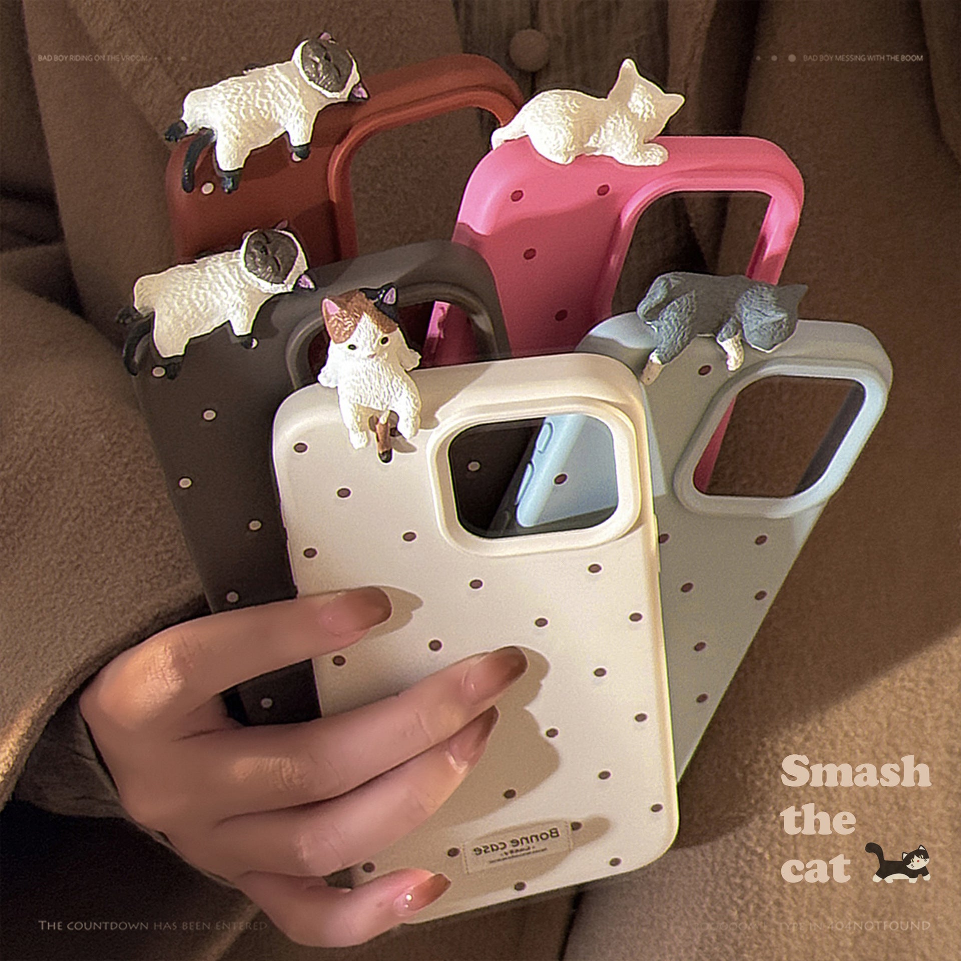 Dopamine Polka Dot 3D Cat Phone Case for iPhone 15 Pro Max