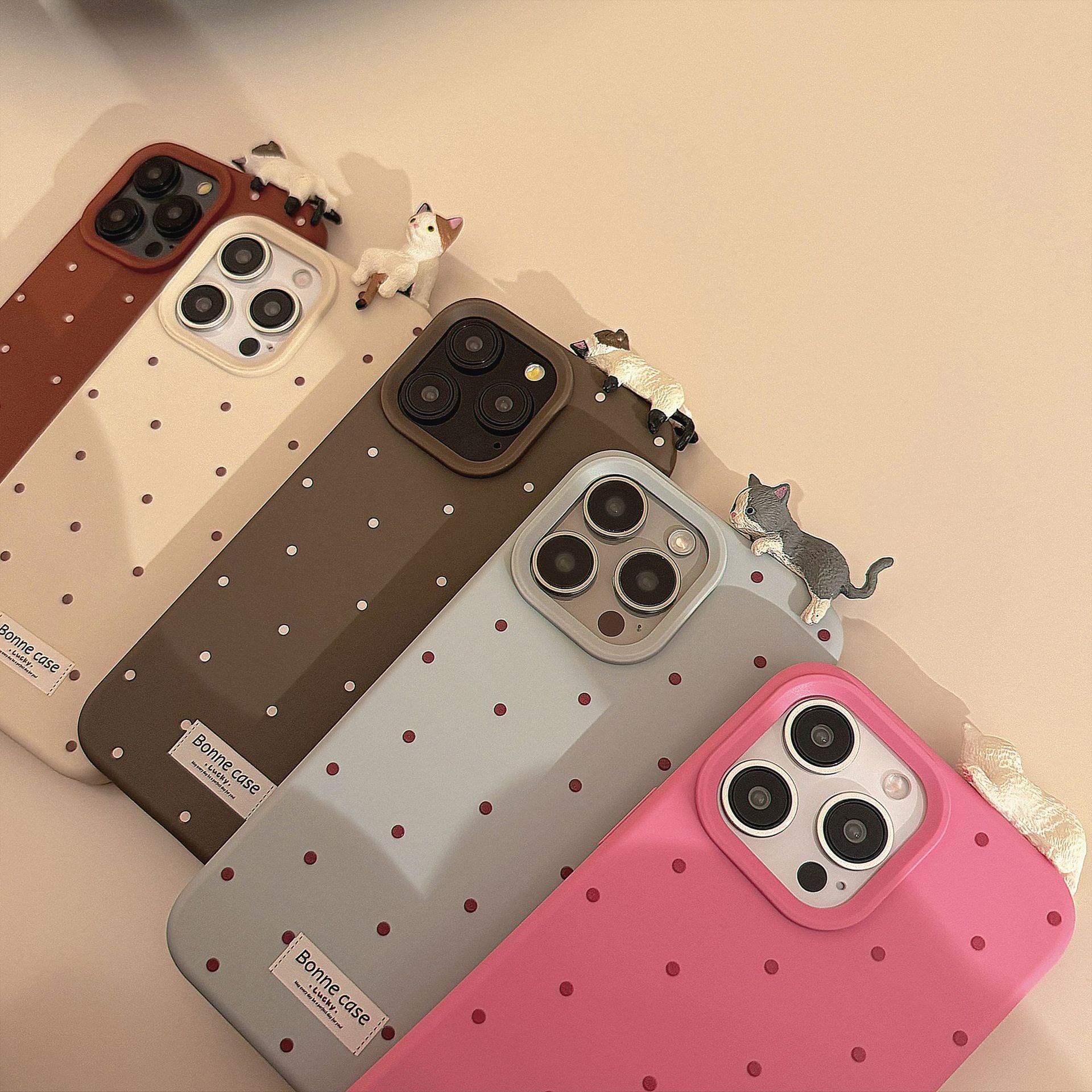 Dopamine Polka Dot 3D Cat Phone Case for iPhone 15 Pro Max