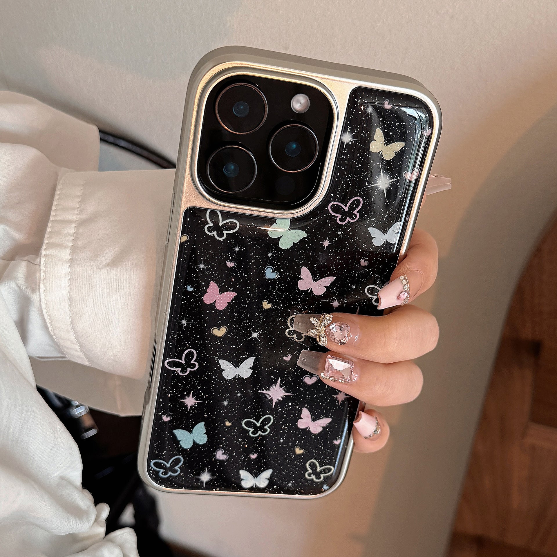 Galactic Butterfly iPhone 15 Case – Starry Dream Cover with Cosmic Charm