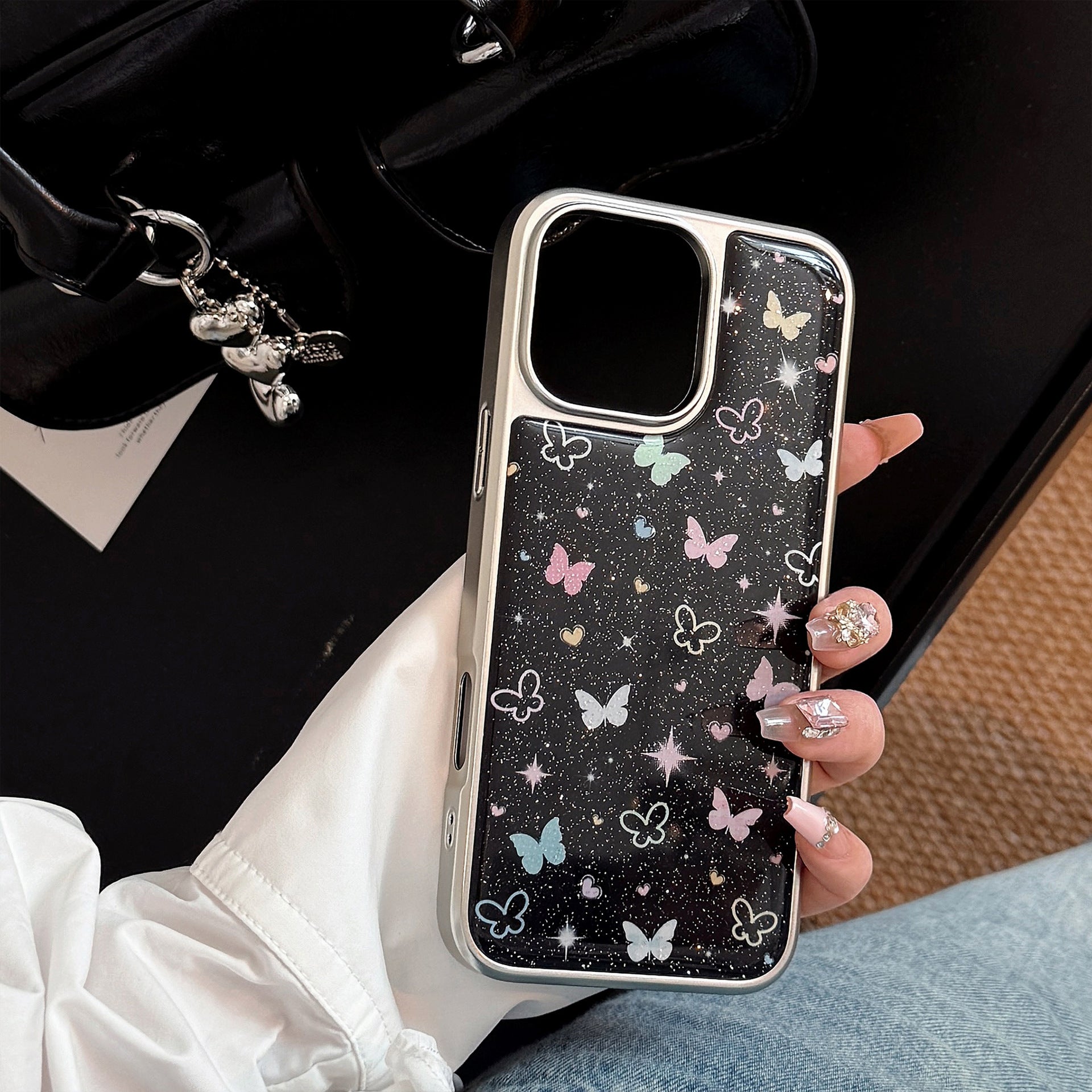 Galactic Butterfly iPhone 15 Case – Starry Dream Cover with Cosmic Charm