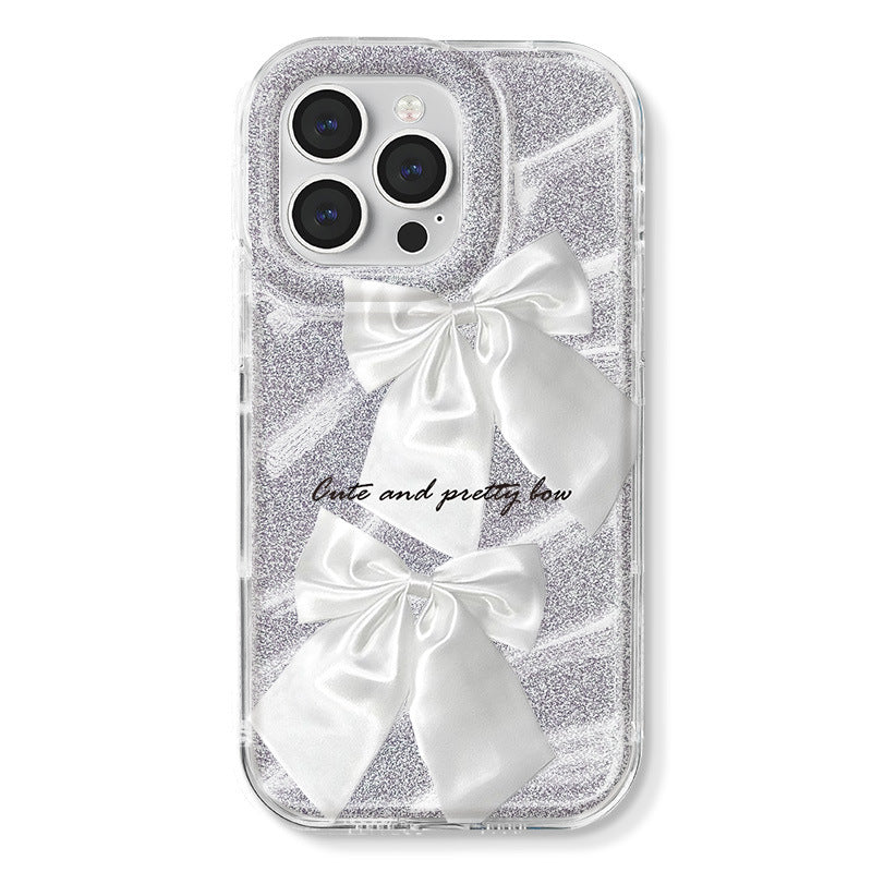 Glitter Paper Phone Case for iPhone 15 Plus with Detachable Wrist Strap