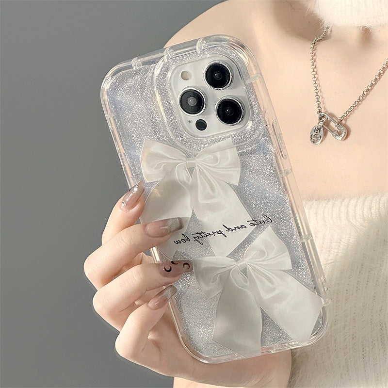 Glitter Paper Phone Case for iPhone 15 Plus with Detachable Wrist Strap