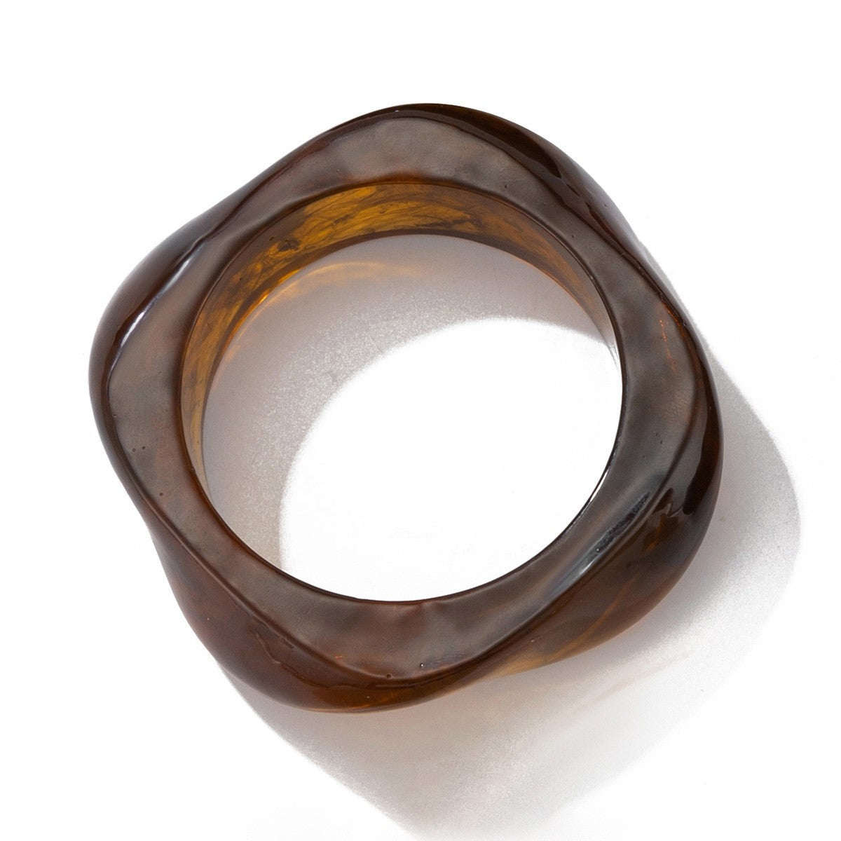 Handmade Resin Geometric Bracelet - Lightweight Translucent Bangle with Tortoiseshell Accents