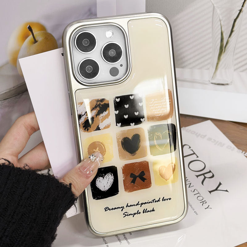 Beige Epoxy iPhone 16 Pro Max Case – Platinum-Edged Luxury Cover with Shockproof Protection