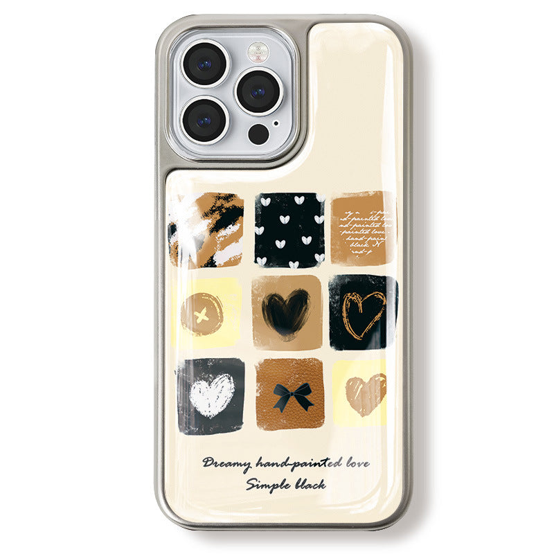 JOJOShop Beige Epoxy Resin Case for iPhone 16 Pro Max – Platinum-Edged Luxury Cover with