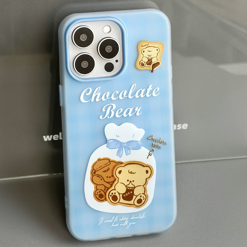 Blue Bear Silky iPhone 16 Pro Max Case – Skin-Friendly Jelly Cover with Anti-Slip Strap & Cute Cartoon