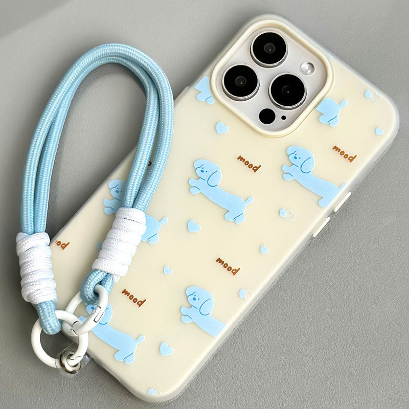 Blue Puppy iPhone 16 Pro Max Case – Silky-Touch Gel Cover with Anti-Slip Strap