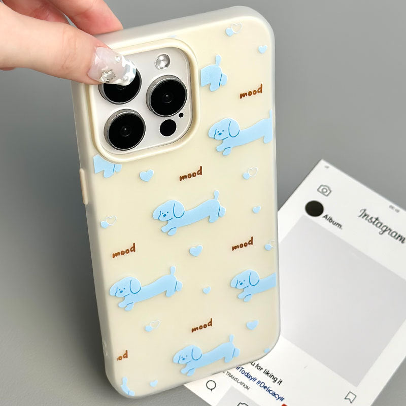 Blue Puppy iPhone 16 Pro Max Case – Silky-Touch Gel Cover with Anti-Slip Strap