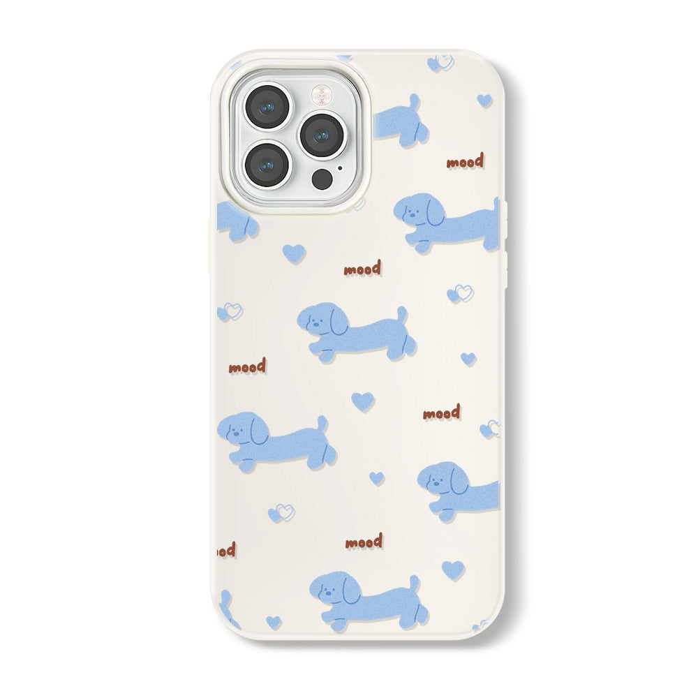 Blue Puppy Silky-Touch Gel iPhone 16 Pro Max Case with Anti-Slip Wrist Strap