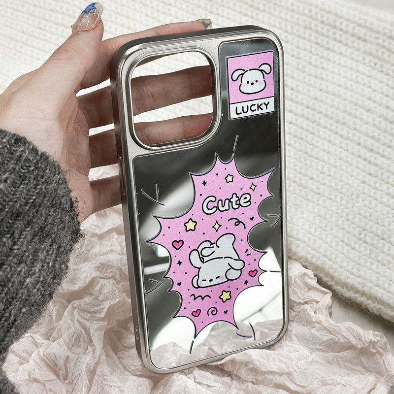 Cartoon Rabbit Mirror Carbon iPhone 16 Pro Max Case – Gloss-Tech Armor with Shockproof Protection