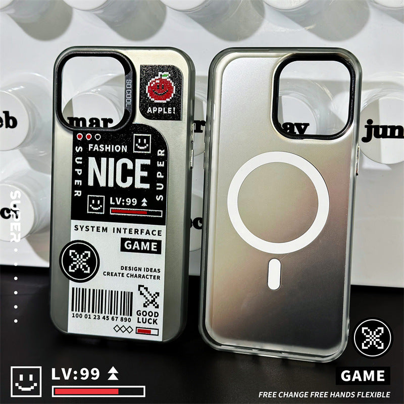 Cyber Barcode Magnetic iPhone 16/15 Case – Matte Holographic Armor with Ultra-Strong MagSafe