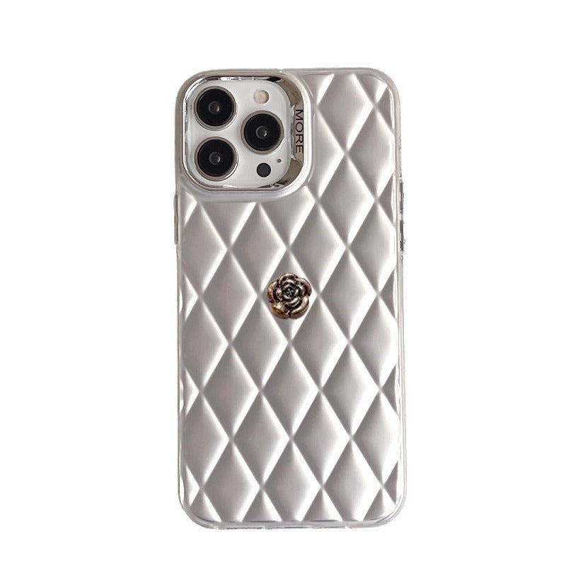 Electroplated Silver Camellia Phone Case
