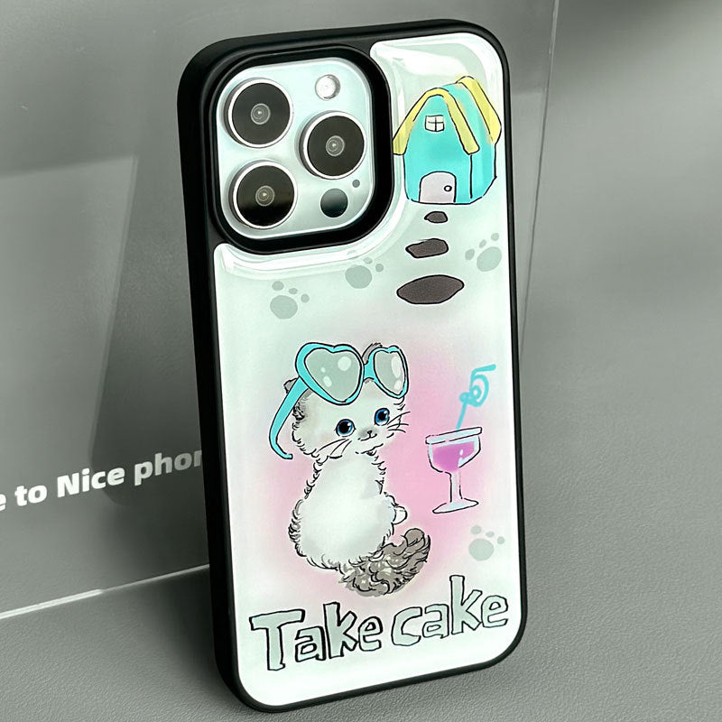 JOJOShop Holiday Cat Epoxy Resin Case for iPhone 16 Pro – Playful Cartoon Design with 9H Scratch-Resistant & Military-Grade Protection