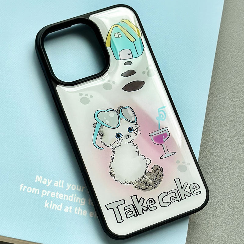 JOJOShop Holiday Cat Epoxy Resin Case for iPhone 16 Pro – Playful Cartoon Design with 9H Scratch-Resistant & Military-Grade Protection