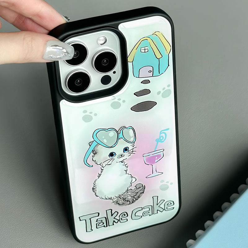 JOJOShop Holiday Cat Epoxy Resin Case for iPhone 16 Pro – Playful Cartoon Design with 9H Scratch-Resistant & Military-Grade Protection