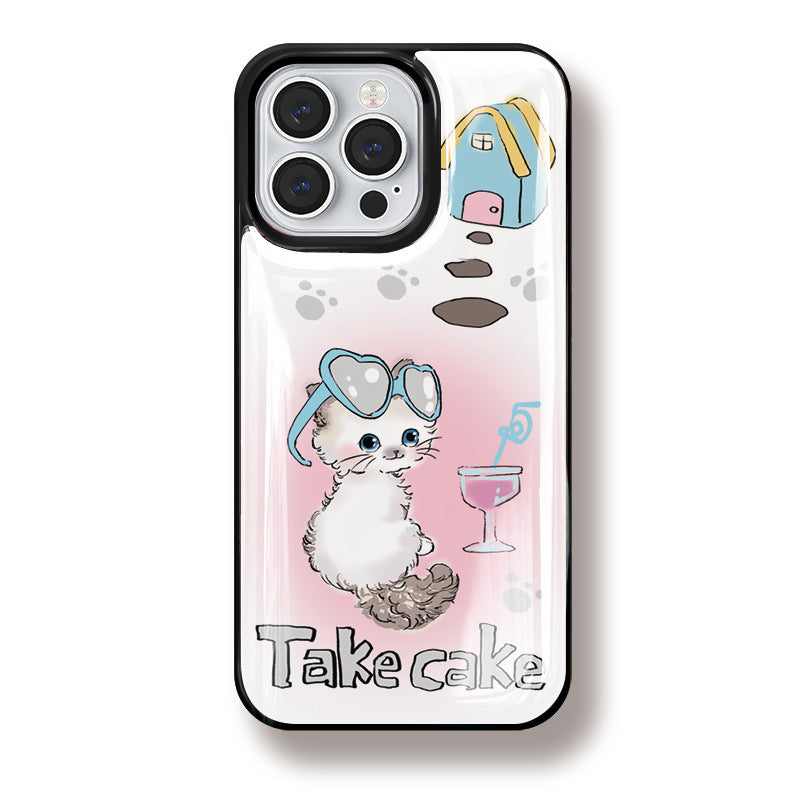 JOJOShop Holiday Cat Epoxy Resin Case for iPhone 16 Pro – Playful Cartoon Design with 9H Scratch-Resistant & Military-Grade Protection