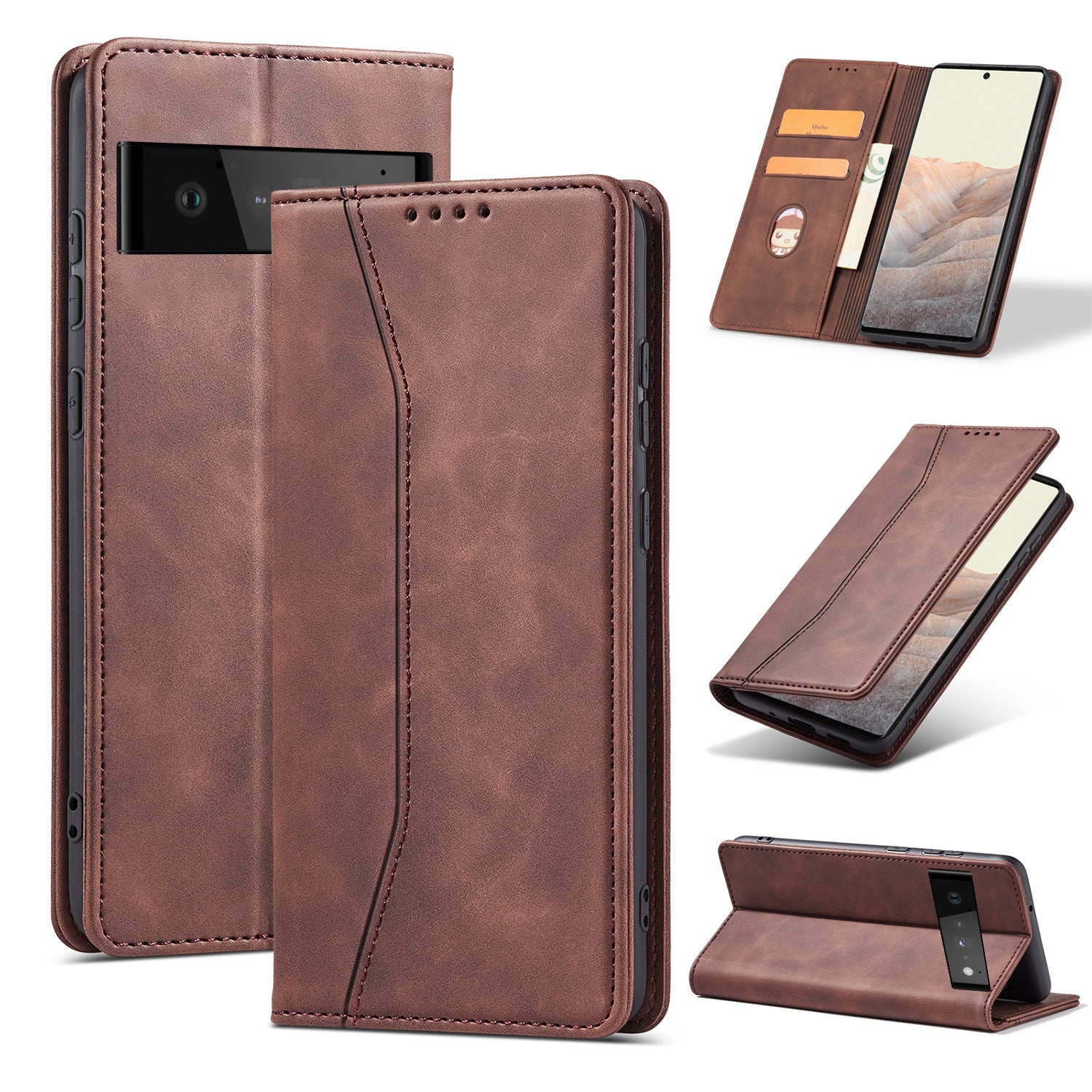 JOJOShop Magnetic Flip Cover Case for Google Pixel 7 Pro – Shockproof PU Leather with Auto WakeSleep & Military-Grade Protection