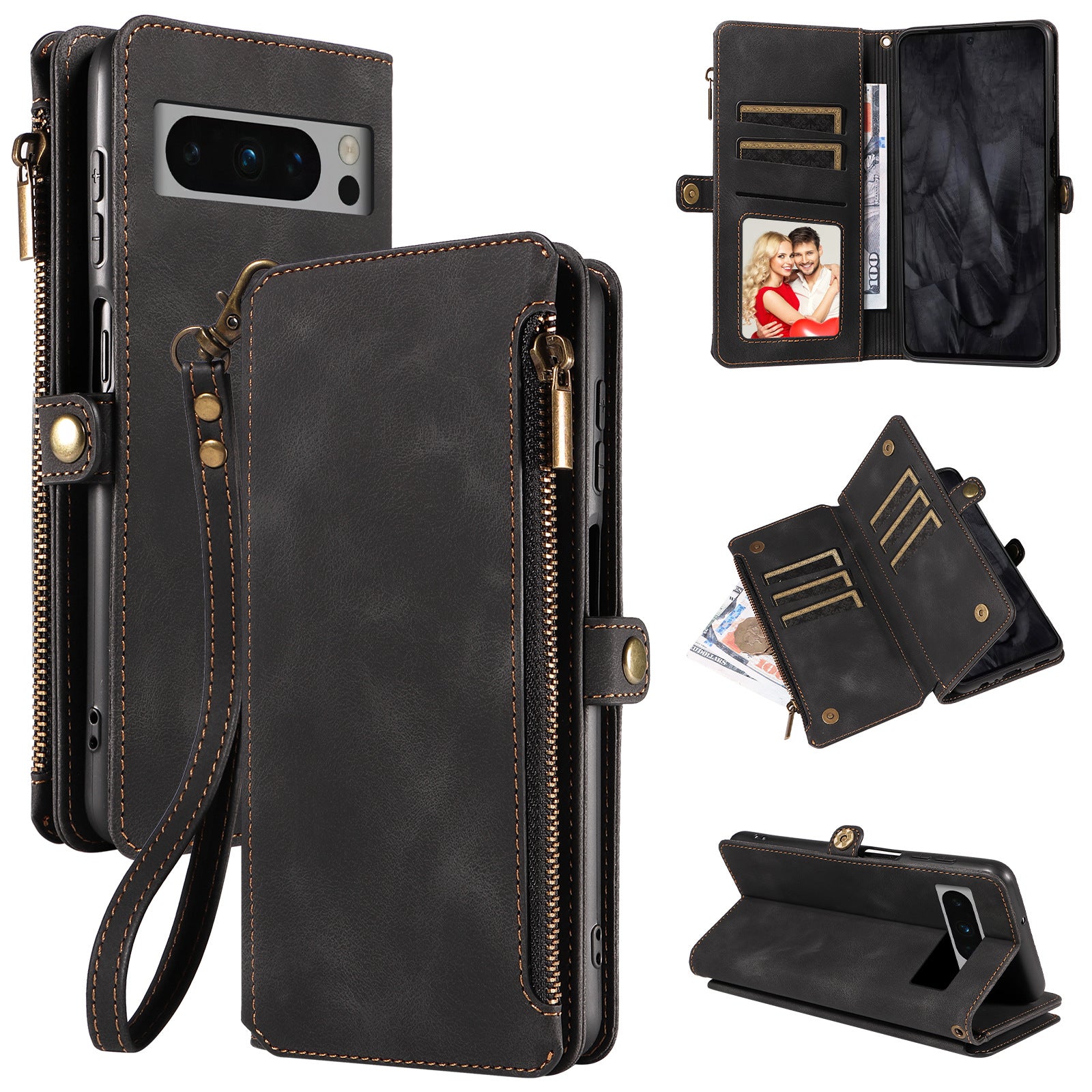 JOJOShop Premium Zipper Flip Leather Case for Google Pixel 8 Pro