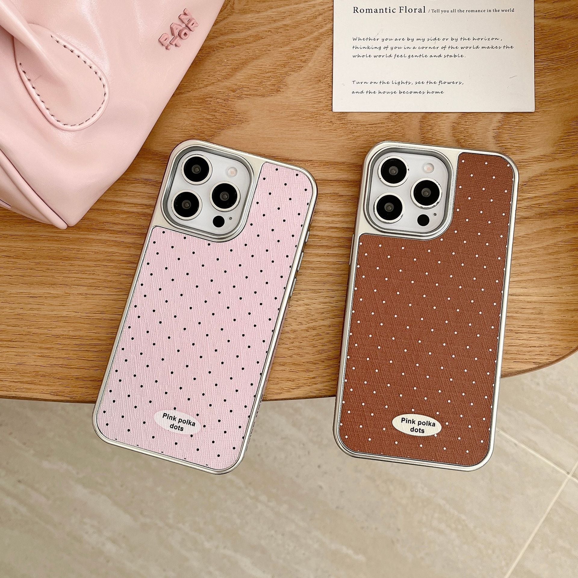 Luxury Leather & Planet iPhone 16 Pro Max Case – Polka Dots & 3D Holographic Design