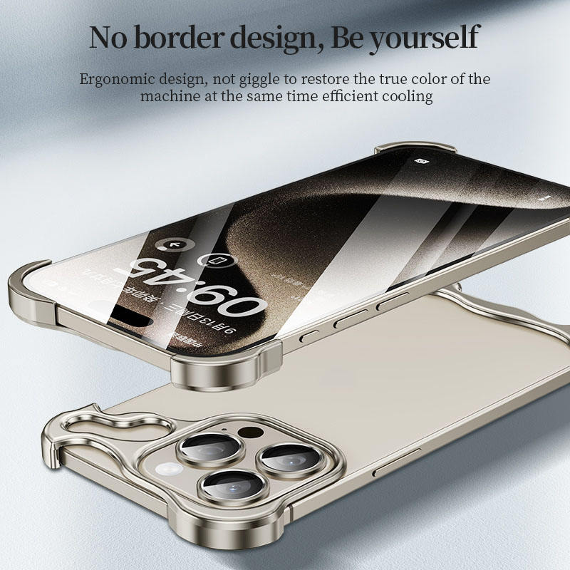 Minimalist Metal Phone Case for iPhone 14/15/16 Pro Max Aluminum Frame Camera Lens Protection