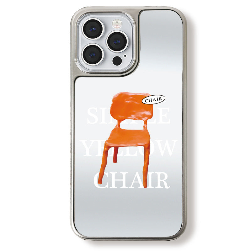 Orange Stool Mirror iPhone 15 Pro Max Case with Magnetic Electroplated Frame