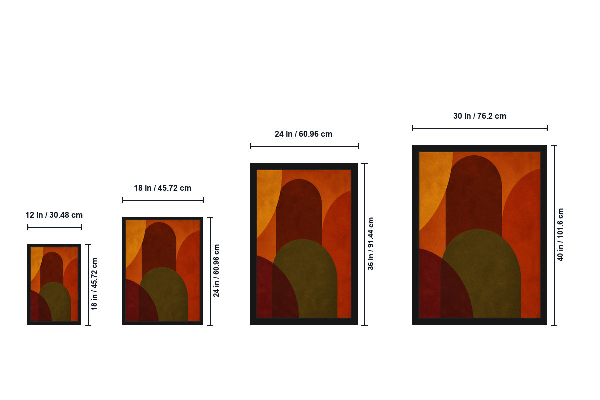 Retro Arches Abstract Geometric Canvas Wall Art - Floating Frame Size Guide