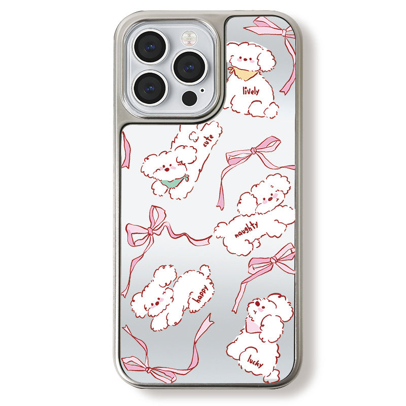 Pink Puppy Dog iPhone 15 Pro Max Case with Mirror Magnetic Cover
