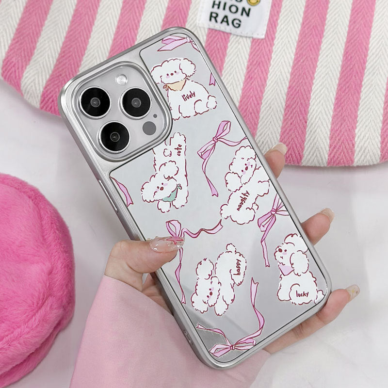 Pink Puppy Dog Phone Cases for iPhone 15 Pro Max - Mirror Magnetic Cover