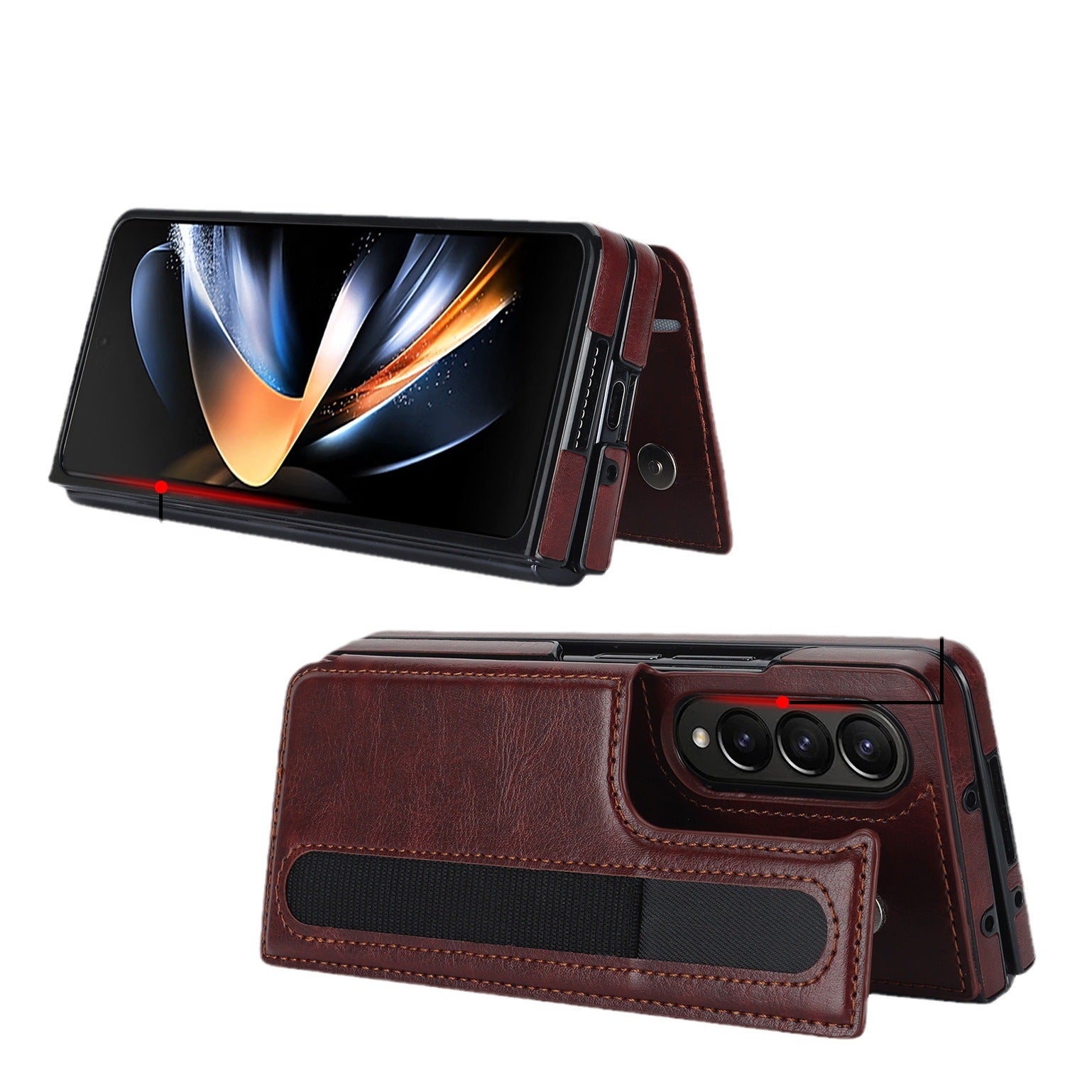 Premium Leather Galaxy Z Fold6 Case with Dual Magnetic Clasps & Built-In S Pen Slot – Slim Protective Cover