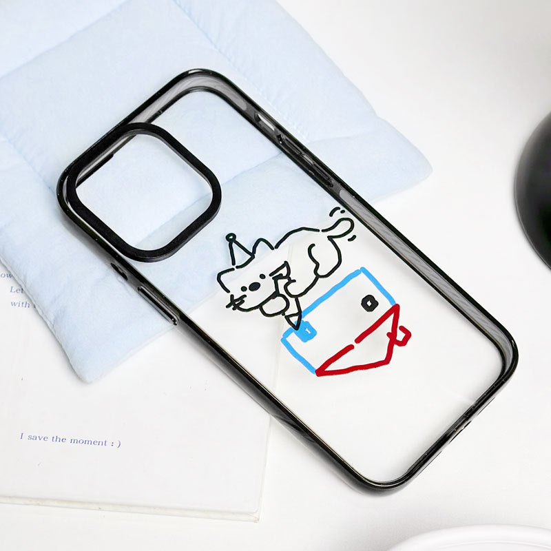 Shockproof Transparent Cat Case iPhone 16 Pro