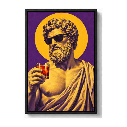 classical sculpture bust wearing sunglasses black frame canvas print