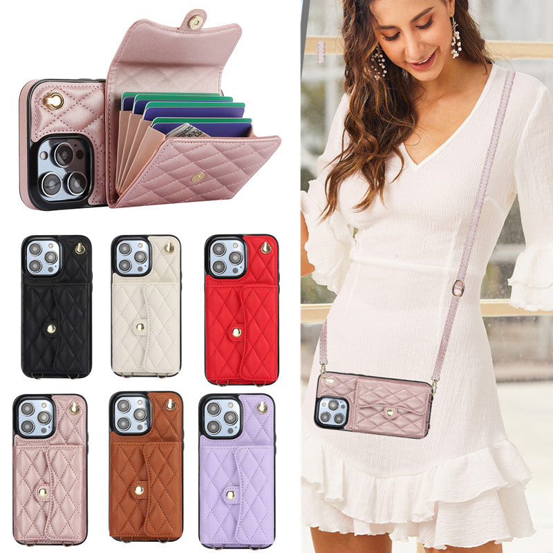 iPhone 16 Pro Leather Wallet Case – 4 Card Slots, RFID Protection & Crossbody Strap, Ultra-Thin Cover